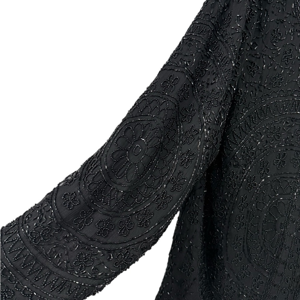 Vintage Black Beaded Silk Jacket Evening Top 100% Pure Silk Size L Y2K 80s 90s - Picture 11 of 16